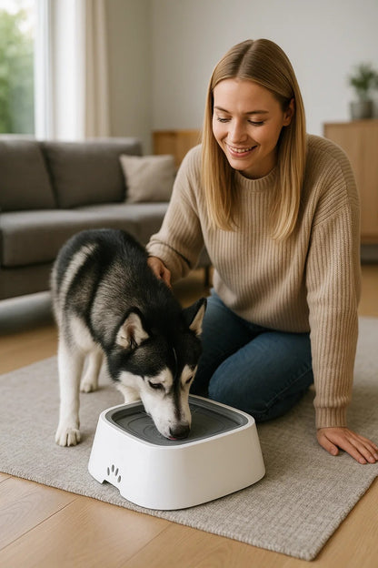 DRINKING GUARD – Water Bowl with Anti-Spill Function & Floating Disc