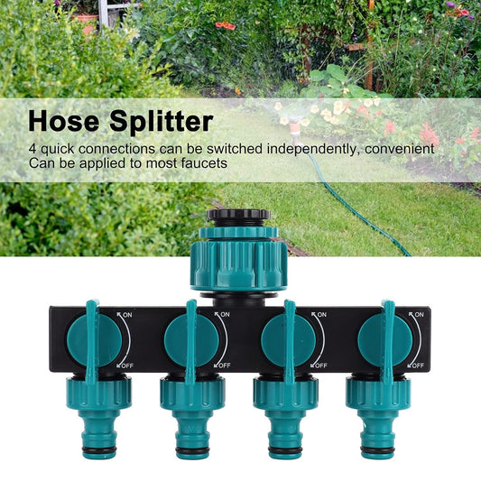 Premium 4-way garden hose distributor - Adjustable tap adapter