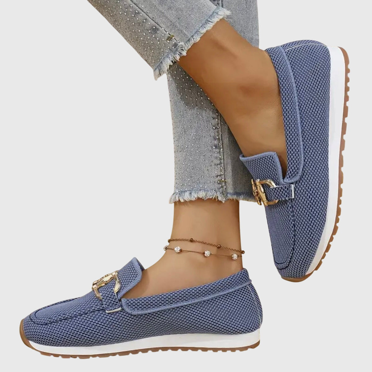 SERELLA – Elegante Damen-Loafer mit goldfarbener Zierschnalle