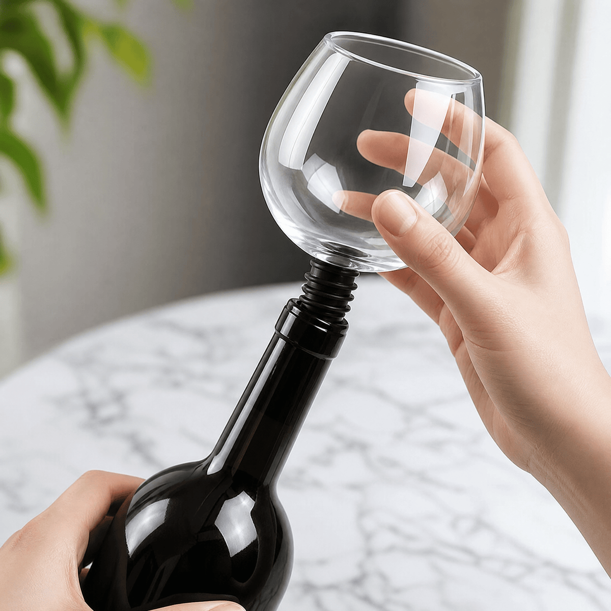 VINOBEL – Verre à vin sans pied avec bouchon de bouteille