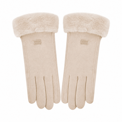 FURVENA – Damen-Winterhandschuhe mit flauschigem Kunstfellbündchen
