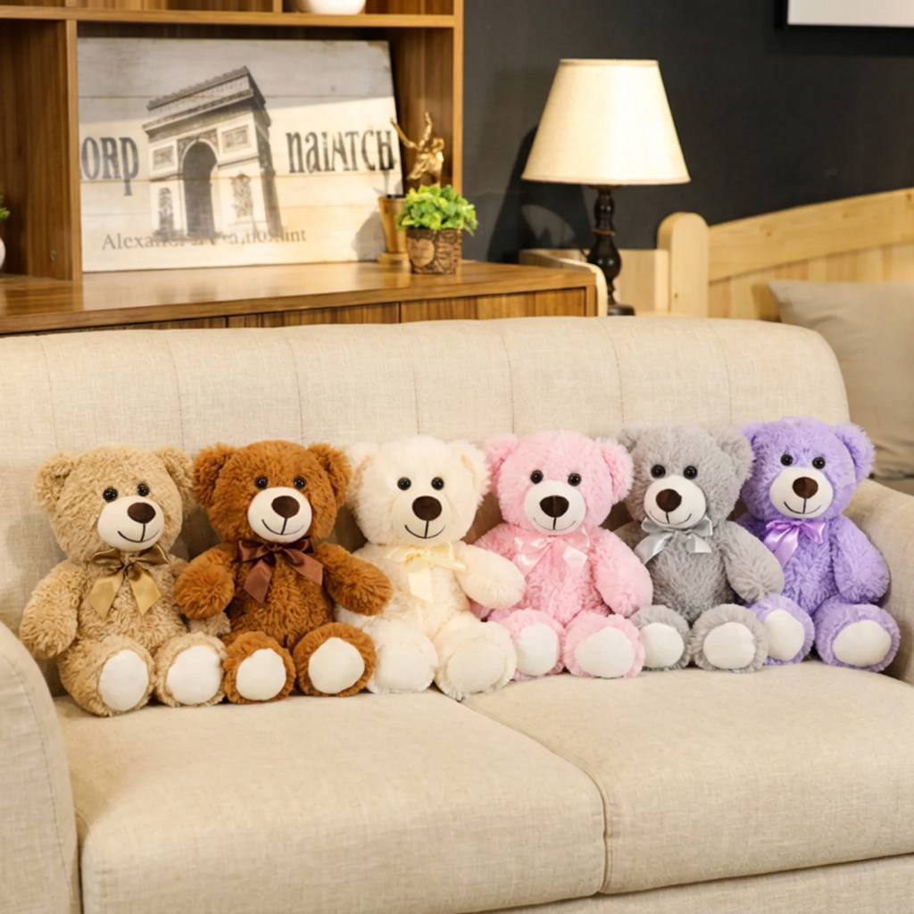 AMORETTA – Stuffed teddy bear or puppy with satin bow