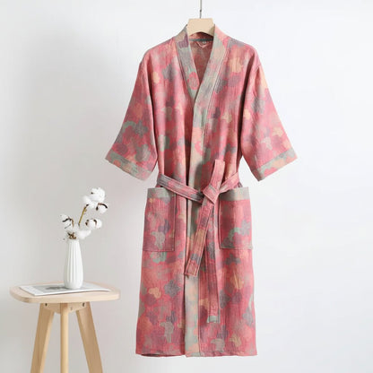 LEAFKIMONO – Accappatoio kimono reversibile in cotone per un comfort naturale