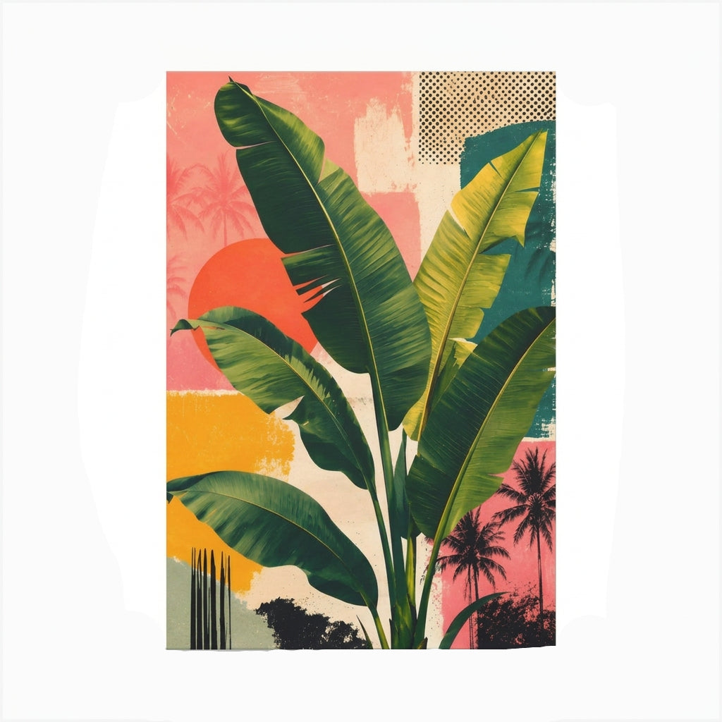 TROPIVEL – Arte da parete tropicale su tela con foglie di banano