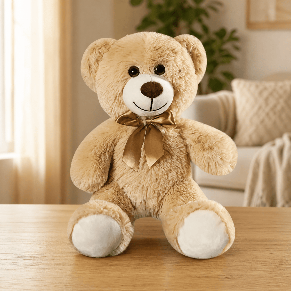 AMORETTA – Stuffed teddy bear or puppy with satin bow