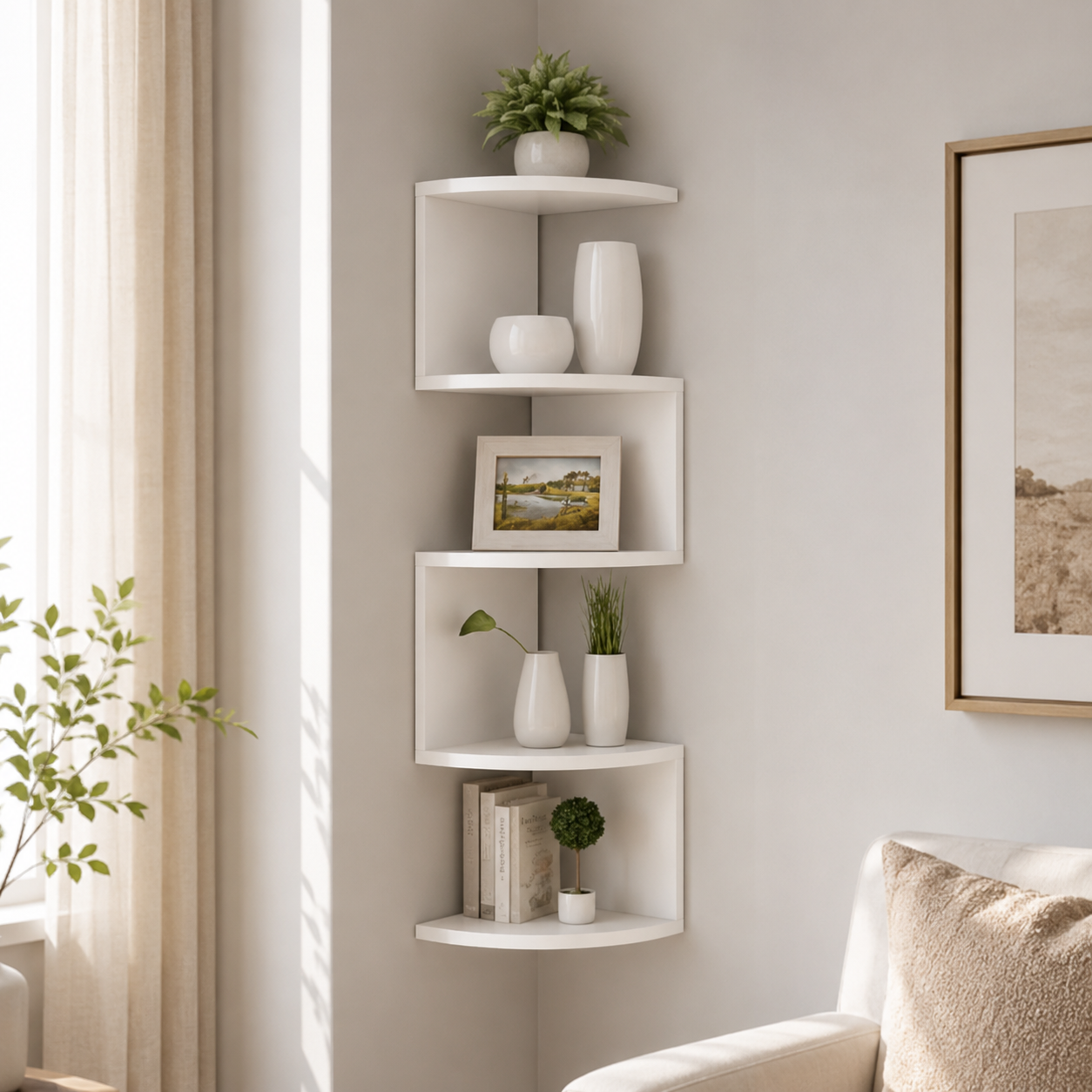 FLOATIERA – Corner Wall Shelf | Space-Saving Storage with Modern Design