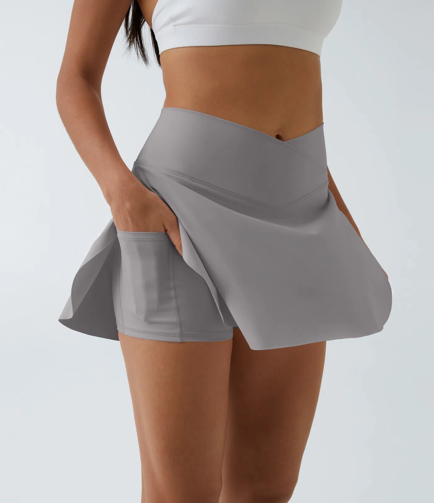 SOFTLYZERO LUCHTIGE ROK – Langer, luchtiger 2-in-1 sportrok met crossover tailleband & zijzak