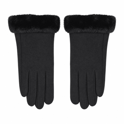 FURVENA – Damen-Winterhandschuhe mit flauschigem Kunstfellbündchen