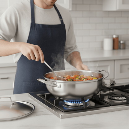 SmartBoil – Casserole universelle en acier inoxydable avec couvercle pour tous types de cuisinières