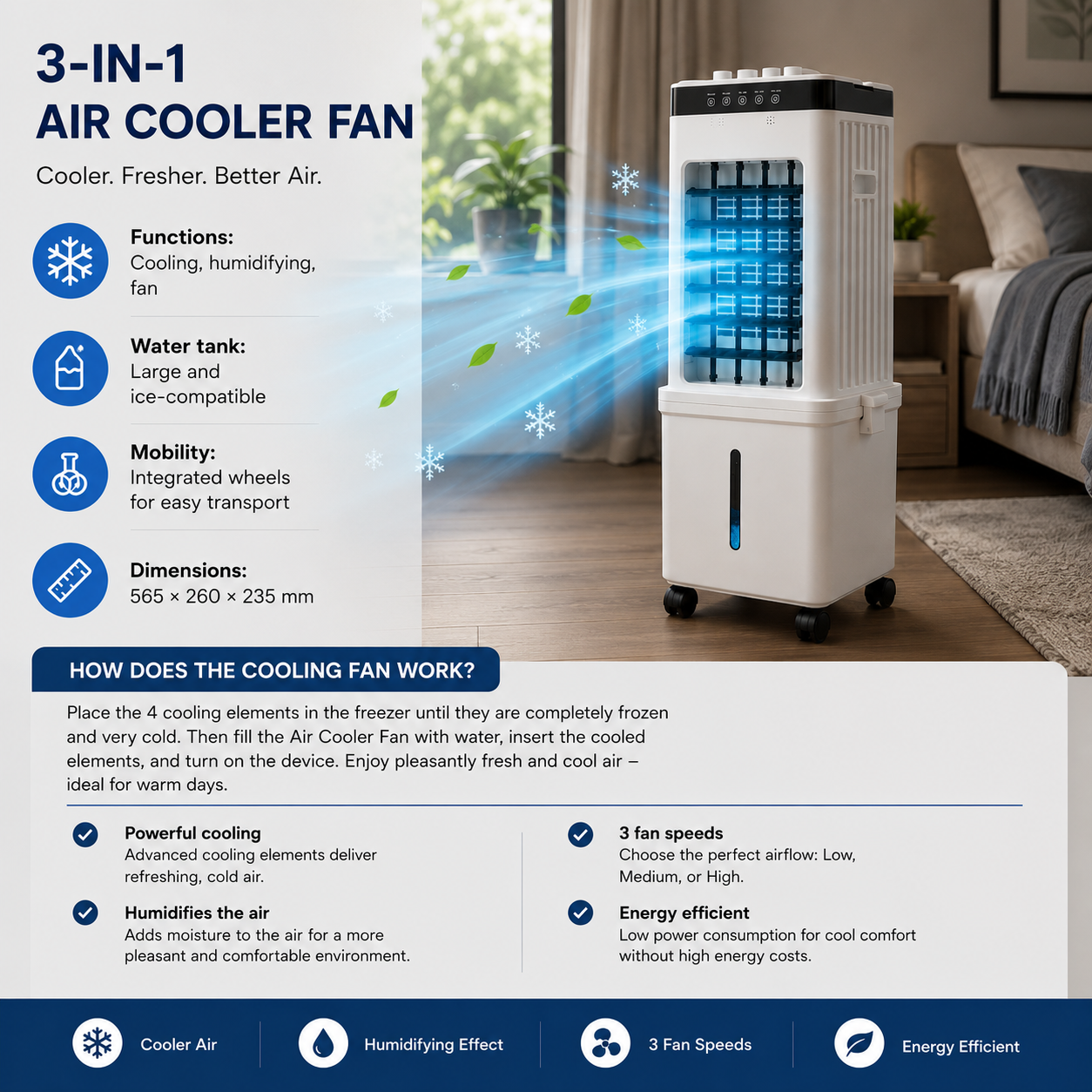 AIRHAVEN – Enfriador de aire 3 en 1 para una refrigeración flexible y cómoda