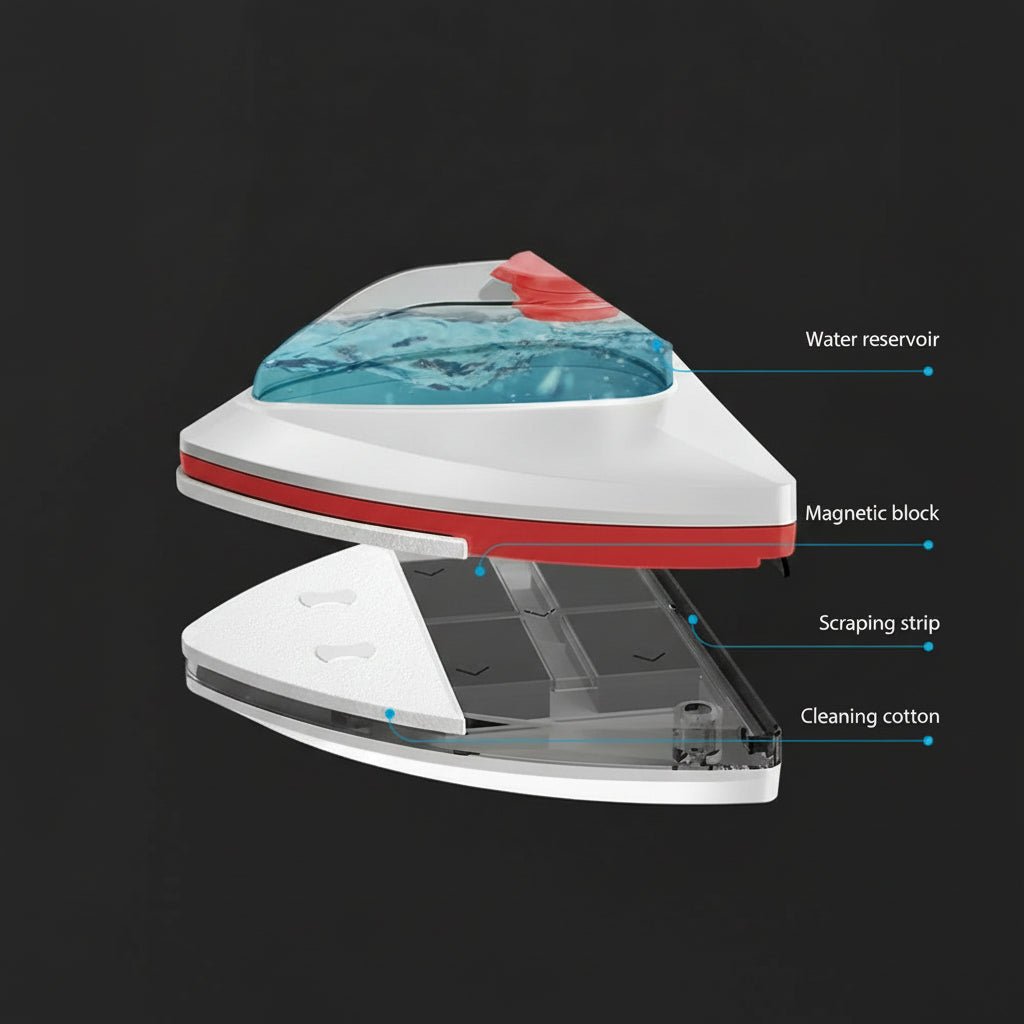 AQUAPANE – Magnetischer, doppelseitiger Glasreiniger mit Wassereinfüllkammer 5