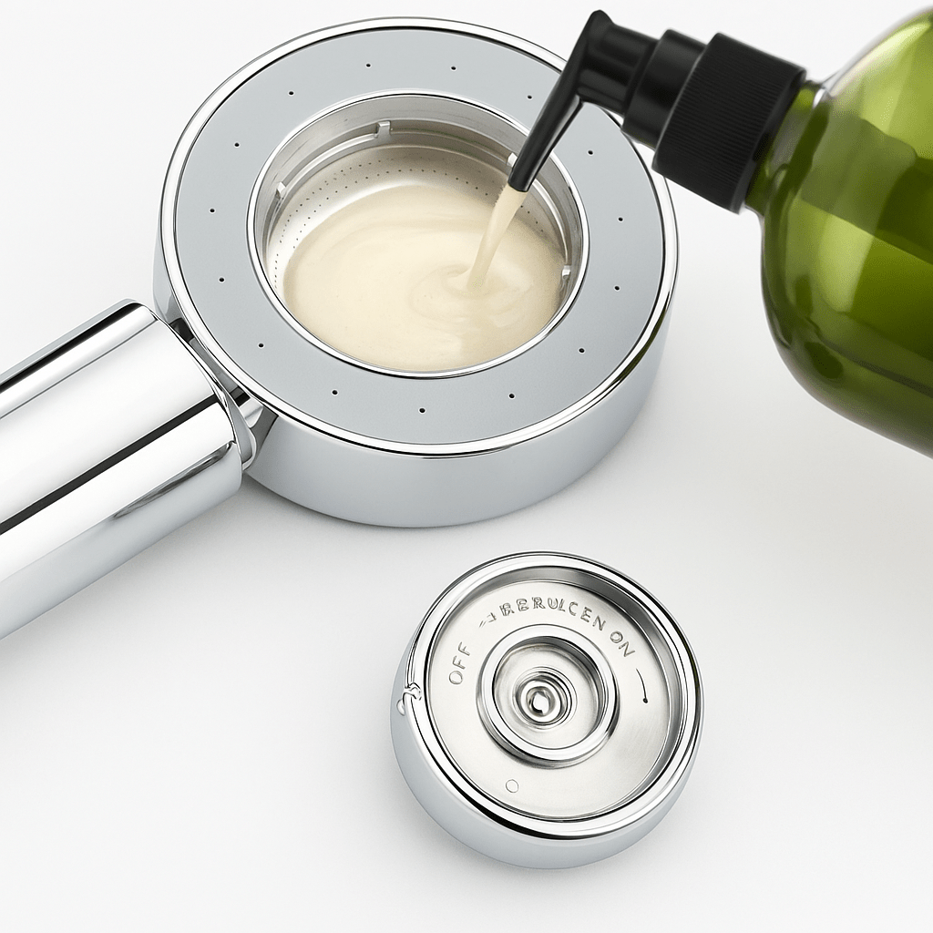 AQUAPULSE – Hochdruck-Doppelseitiger Seifenspender-Duschkopf für gründliche Reinigung 1