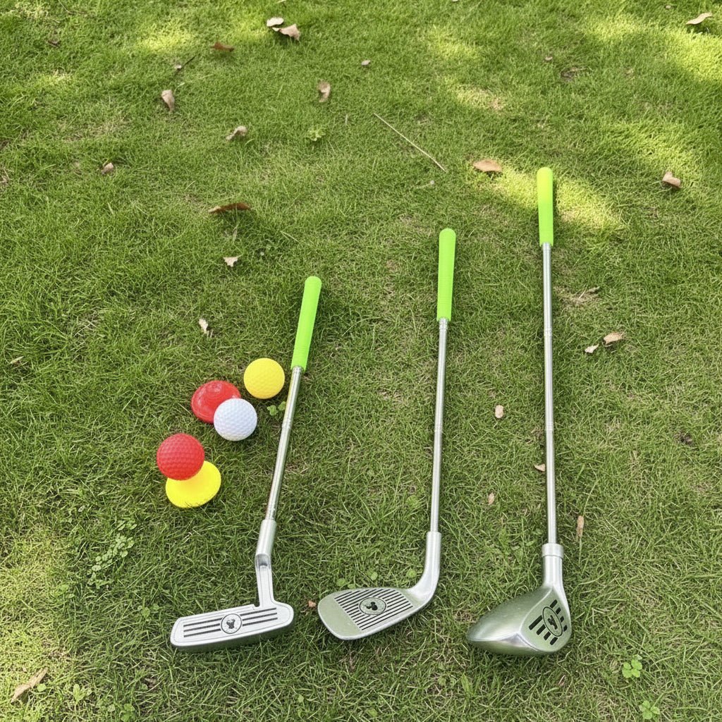 SWINGIQ – Verstellbares Kinder-Golfset mit Teleskopschlägern, 3 Bällen & 2 Zielen für Kinder von 3–8 Jahren