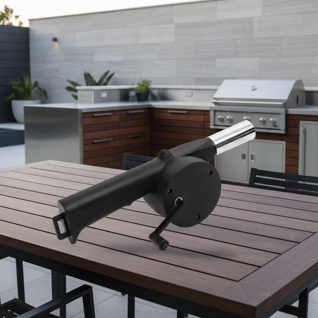 Aluminium Grillgebläse - Tragbarer Feuerstarter für Grill und Camping, Manuelles Design, Schnelles Anzünden 0