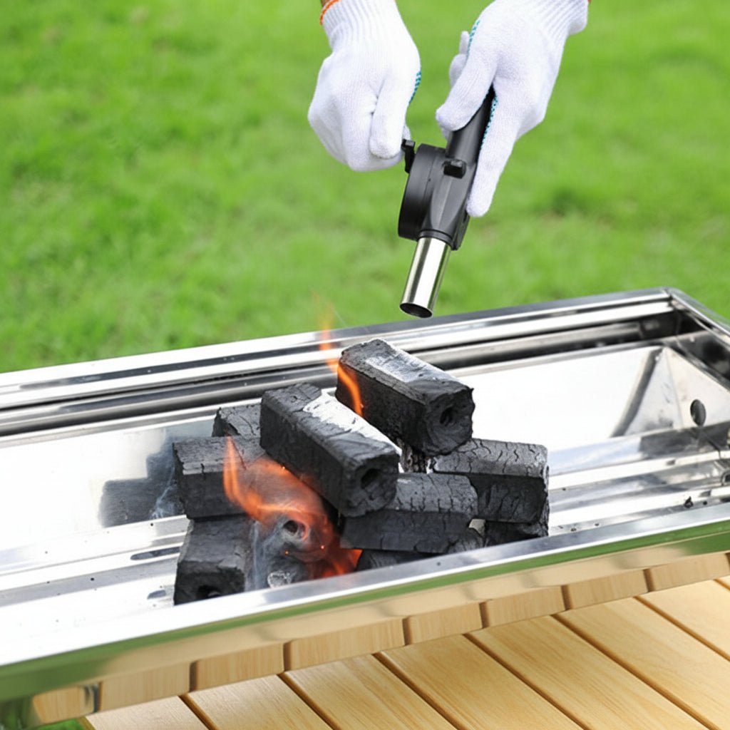 Aluminium Grillgebläse - Tragbarer Feuerstarter für Grill und Camping, Manuelles Design, Schnelles Anzünden 3