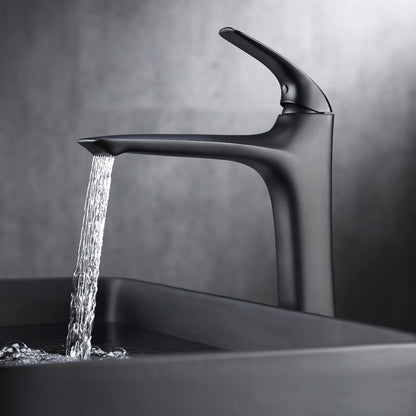 Grifo para lavabo BRASSLINE – Grifo moderno de un solo orificio para lavabo en latón con acabado negro antiguo