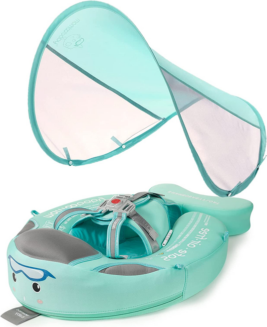 Baby Swim Ring with Canopy - Baby swim ring with sun protection & animal motif for safe splashing around in summer