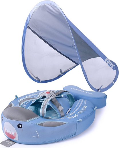 Baby zwemring met kap – babyschwemkring met zonbescherming & dierenmotief voor veilig spetteren in de zomer