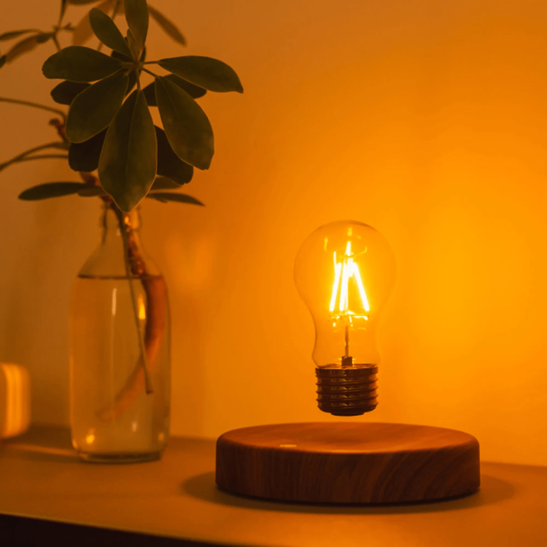Bombilla LED flotante LumiGlide | Lámpara magnéticamente suspendida con control táctil para espacios modernos