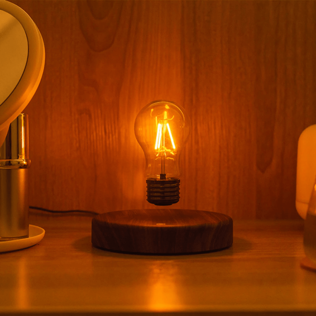 Bombilla LED flotante LumiGlide | Lámpara magnéticamente suspendida con control táctil para espacios modernos