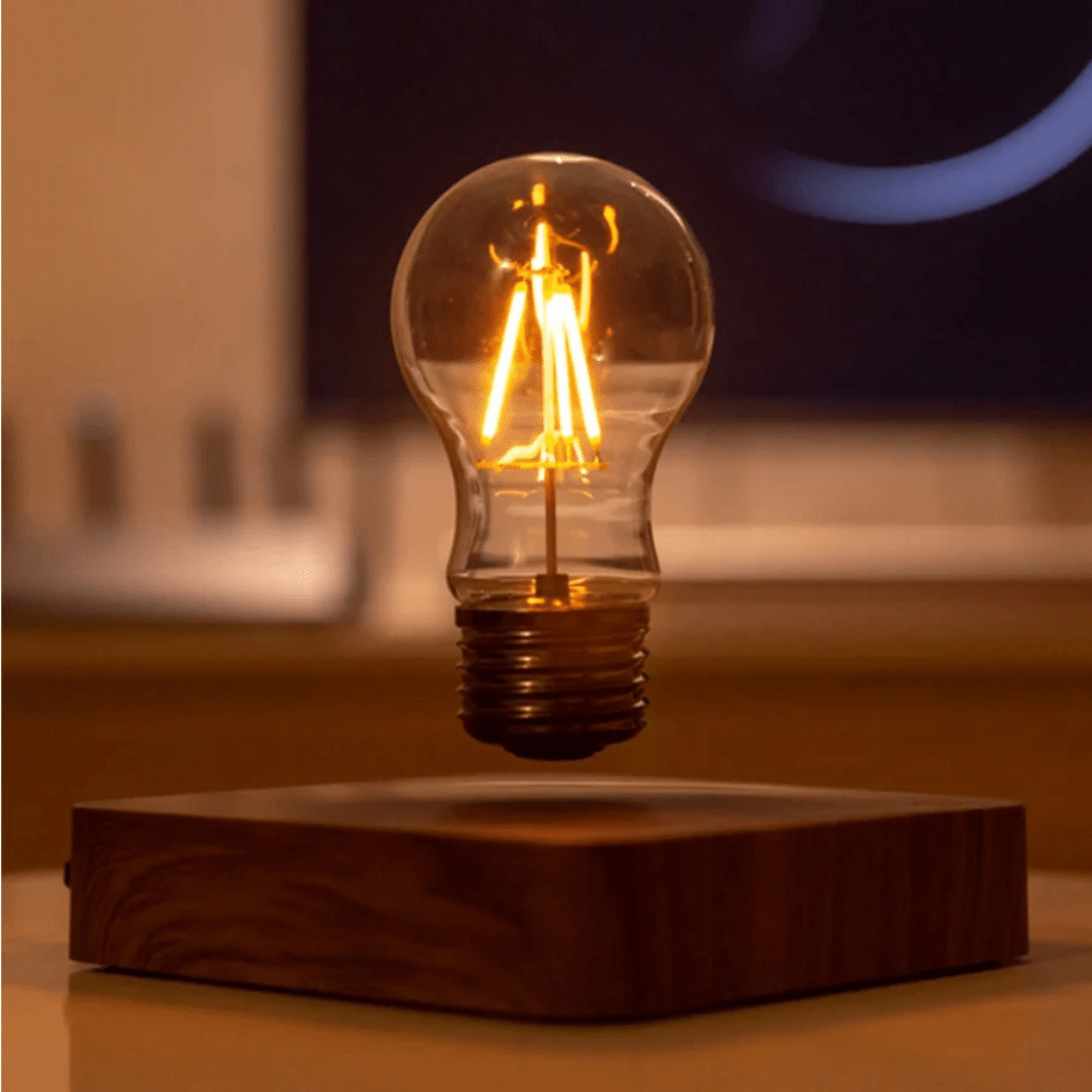 Bombilla LED flotante LumiGlide | Lámpara magnéticamente suspendida con control táctil para espacios modernos