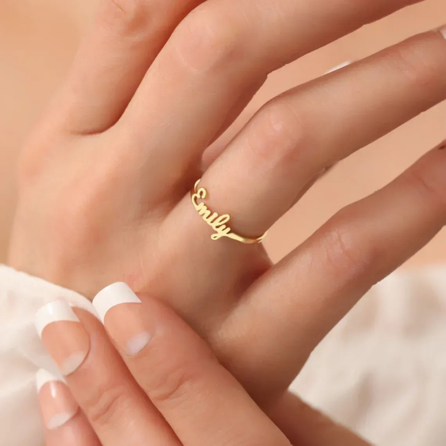 DUONARA – Elegant stainless steel name ring with engraving
