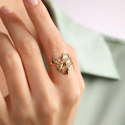 DUONARA – Elegant stainless steel name ring with engraving