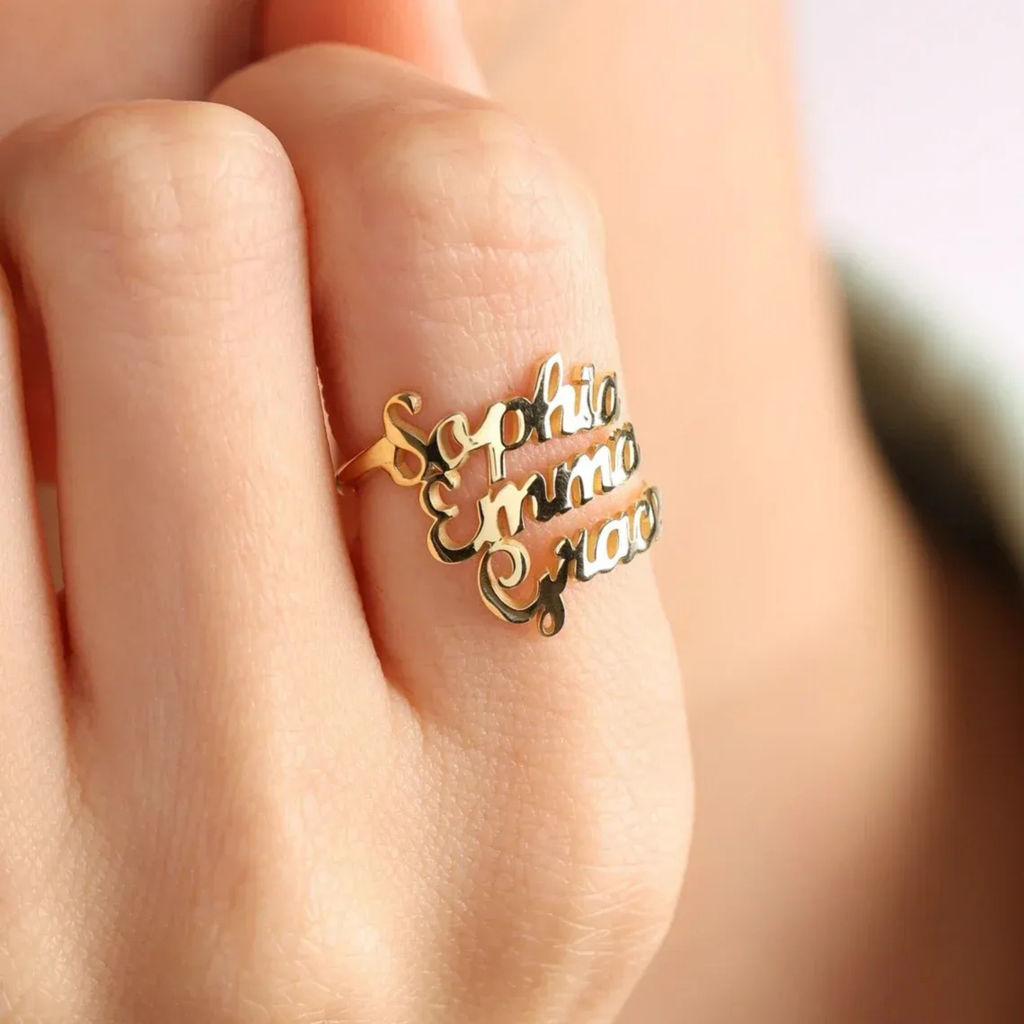 DUONARA – Elegant stainless steel name ring with engraving
