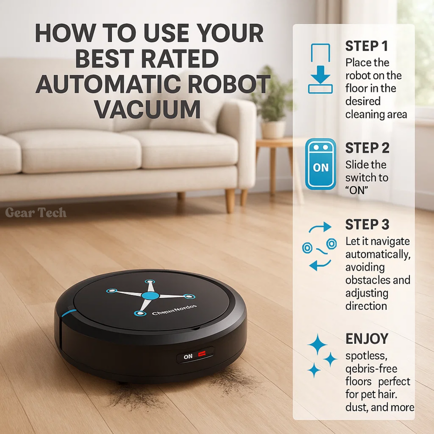 CLEANBOT - Aspirateur robot automatique avec navigation intelligente & fonction balayage