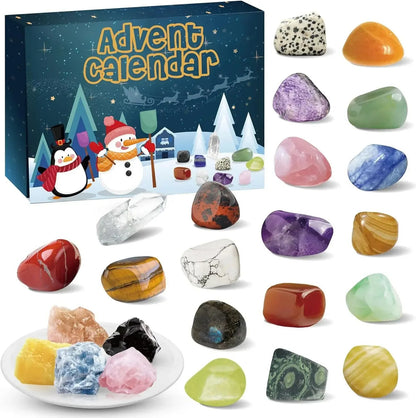 CRYSTAL ADVENT STONE CALENDAR 2025 – 24 natürliche Edelsteine für den Weihnachts-Countdown