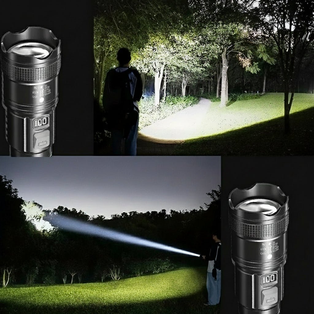 BEAMMASTER – Wiederaufladbare taktische Taschenlampe mit 100.000 Lumen für Outdoor-Camping 5