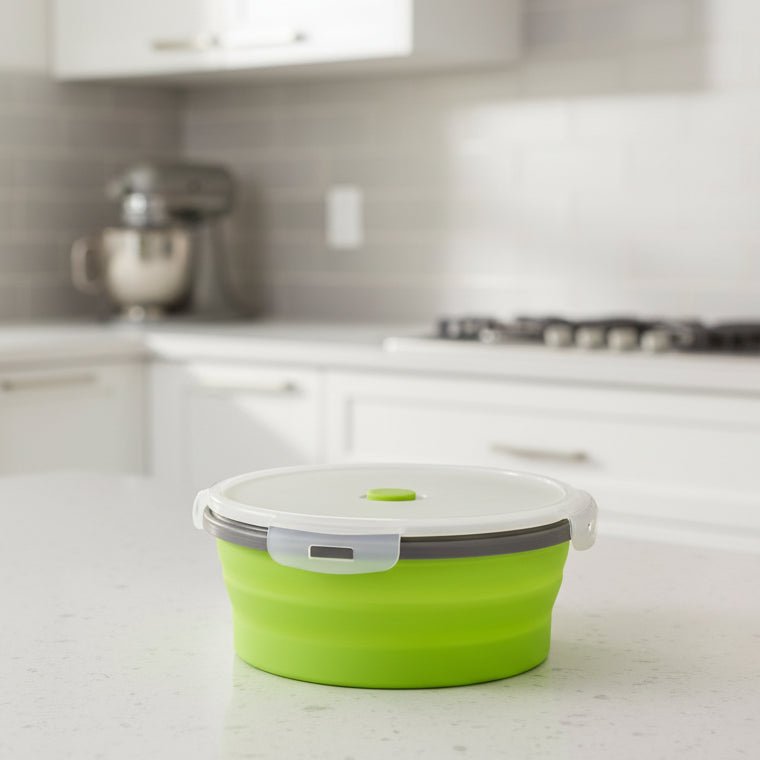 BENTOFLEX – Faltbare Silikon-Bento-Lunchbox, tragbarer Lebensmittelbehälter mit auslaufsicherem Deckel 0