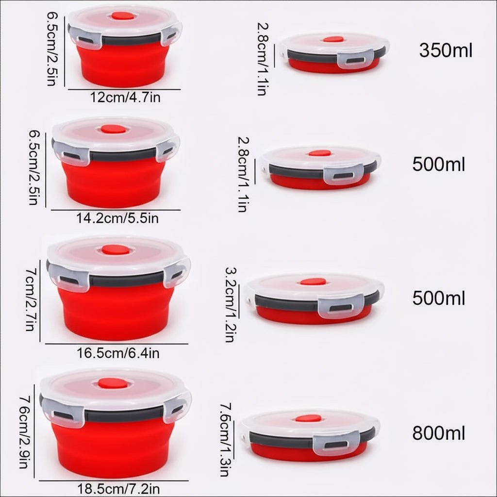 BENTOFLEX – Faltbare Silikon-Bento-Lunchbox, tragbarer Lebensmittelbehälter mit auslaufsicherem Deckel 4