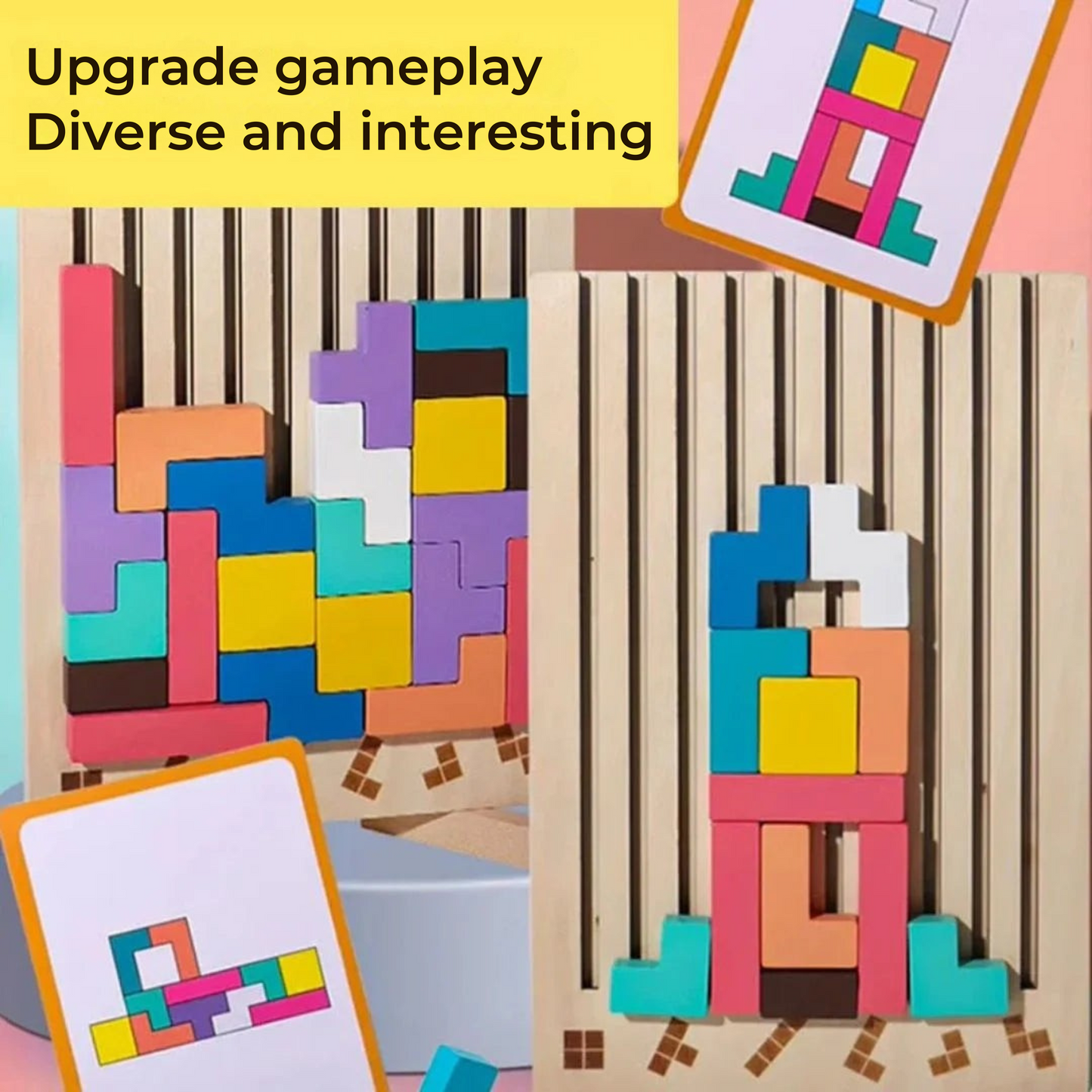 BRIQLEARN – Montessori Wooden Tetris for Creative Stacking and Logic Training