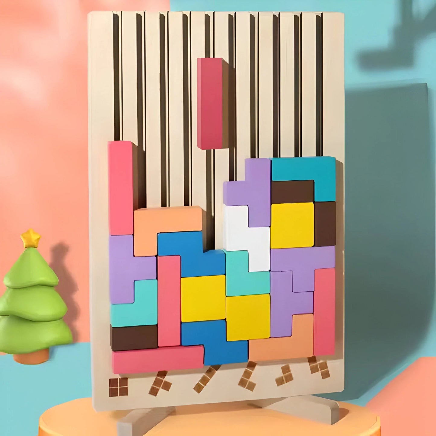 BRIQLEARN – Montessori Wooden Tetris for Creative Stacking and Logic Training