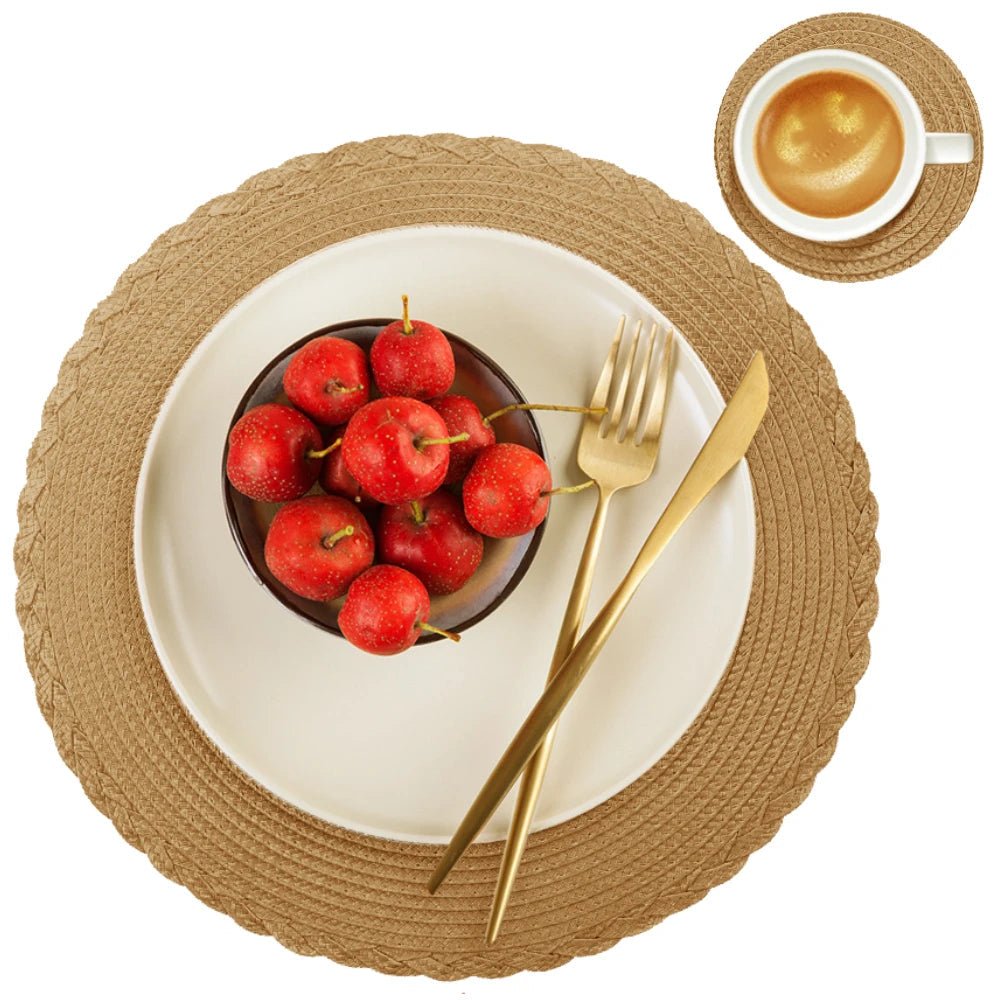 BRAIDSET – 6er-Pack runde, gewebte Platzsets (34 cm) für Esstische 4