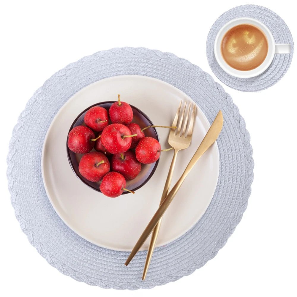BRAIDSET – 6er-Pack runde, gewebte Platzsets (34 cm) für Esstische 5
