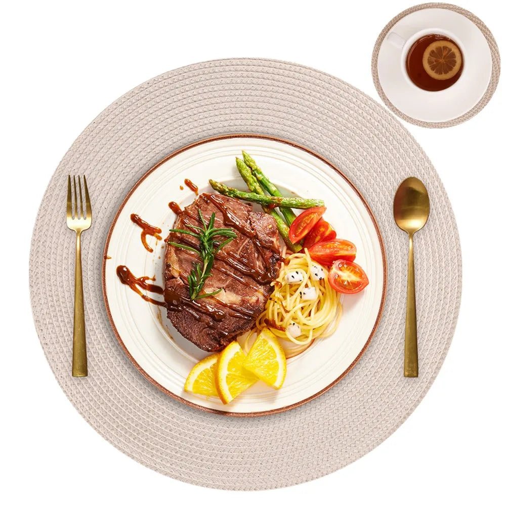 BRAIDSET – 6er-Pack runde, gewebte Platzsets (34 cm) für Esstische 6