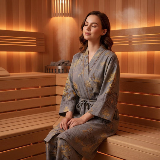 PAINTDRAPE – Set pigiama kimono artistico in cotone acquerello per un comfort abitativo rilassato