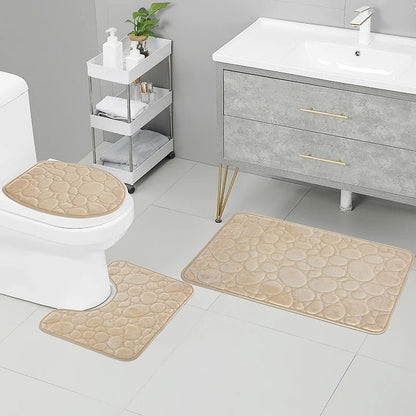 CasaBath – Juego de 3 alfombrillas de baño de microfibra, antideslizantes y absorbentes