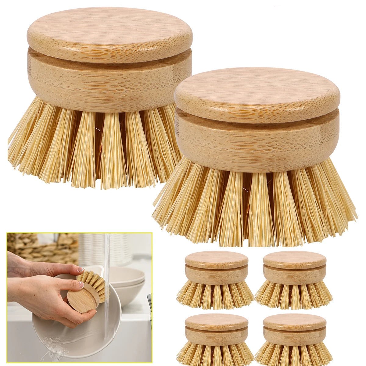 BambooClean - Umweltfreundliche Küchenspülbürste aus Bambus mit Sisalborsten 0