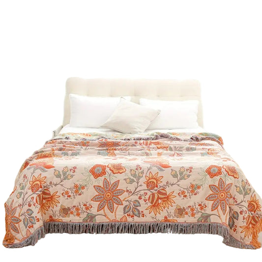 Boho-Chic – Manta de algodón con diseño floral