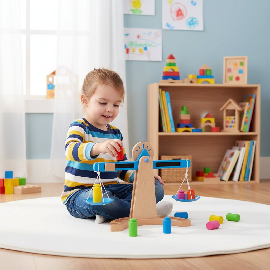 BrightMind - Lernspielzeug Holzwaage für MINT-Bildung, Ideal für 3 Jahre und älter 1