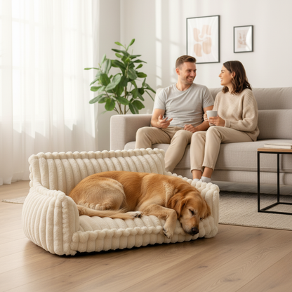 CANILUX – Orthopädisches Hundebett mit erhöhter Kopfstütze & weichem Kissen 3