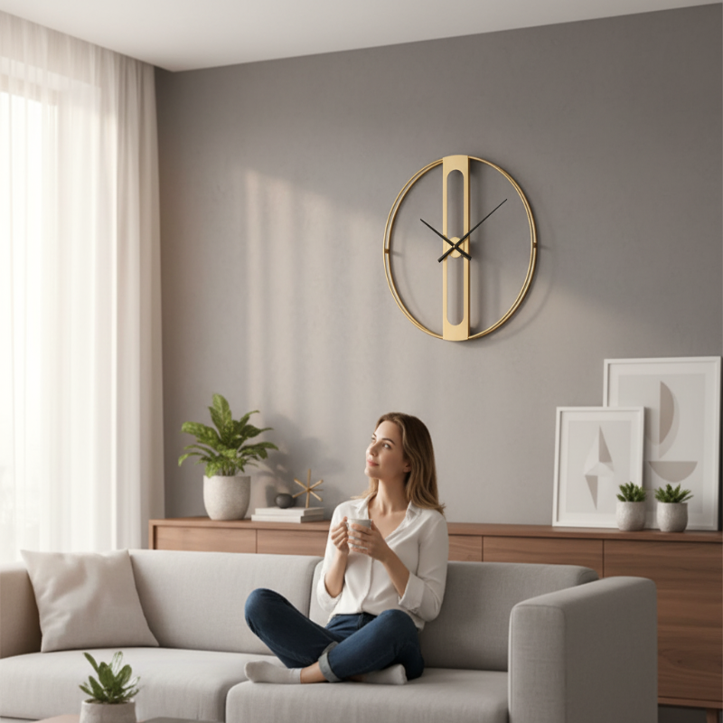 CHRONOLUX – 50 cm große Wanduhr aus gold- und schwarzem Metall für modernes Dekor 8