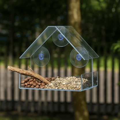 CLEARNEST – Transparenter Fenster-Vogelfutterspender mit Saugnäpfen 2