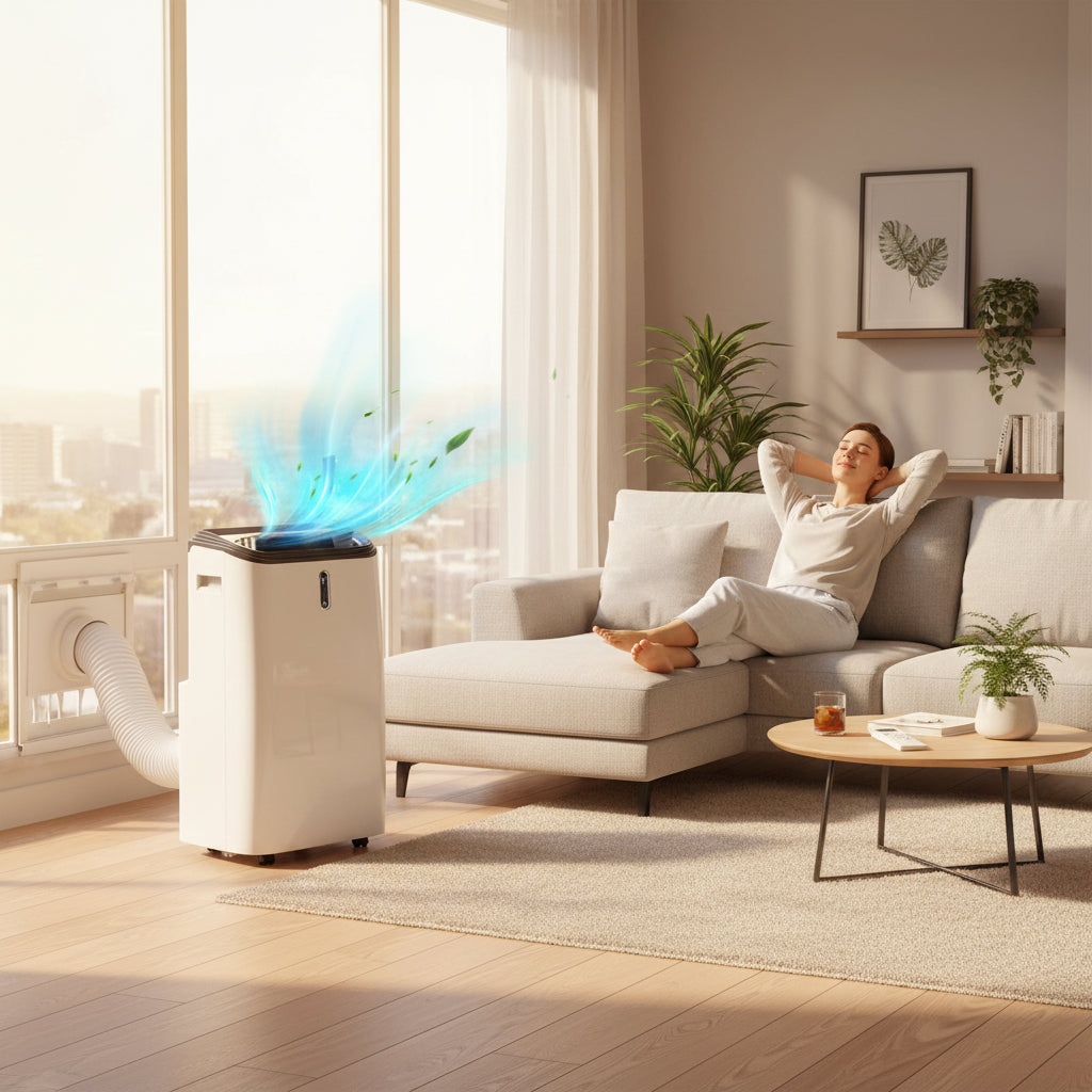 CLIMAFLOW - Tragbare Klimaanlage 12000 BTU mit Kühl- und Entfeuchtungsfunktion 0