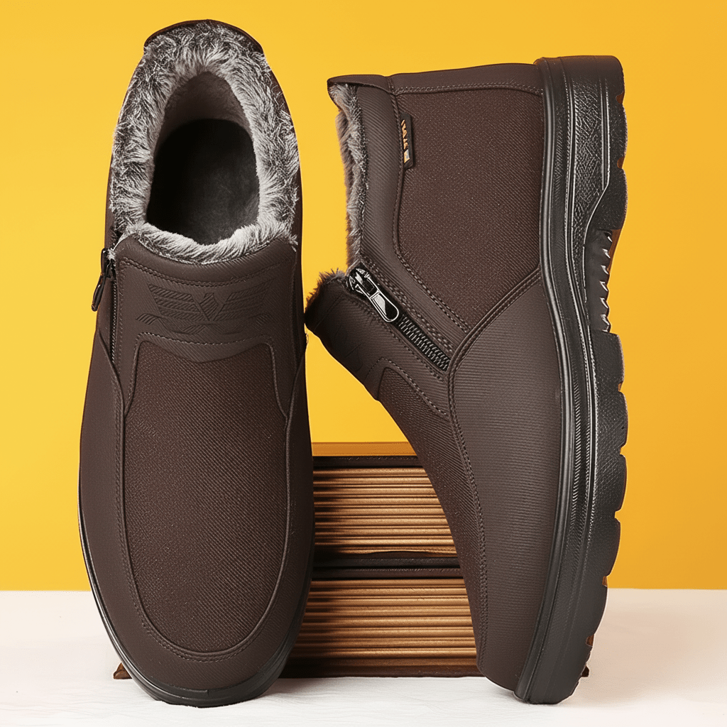 COLDPEAK – Herren-Winterstiefel aus Leder mit wärmendem Fellfutter und rutschfester Sohle 4