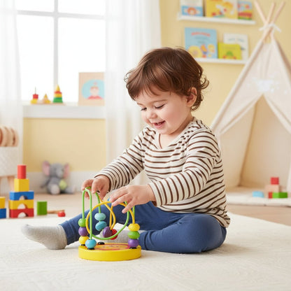 COLORCOASTER – Mehrfarbiges Holzperlenlabyrinth für frühes Lernen und motorische Fähigkeiten 1