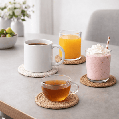 COTONIQ Glasuntersetzer – Saugfähige Baumwolluntersetzer im Minimalistischen Design, 4er Set 0